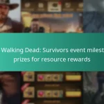 The Walking Dead: Survivors event milestone prizes for resource rewards