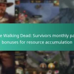 The Walking Dead: Survivors monthly pass bonuses for resource accumulation